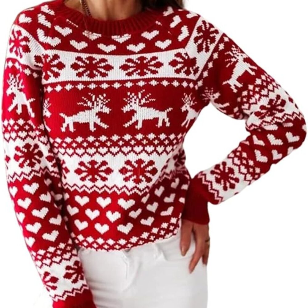 Women's Seasonal Knitted Sweater Long Sleeve Crew Neck